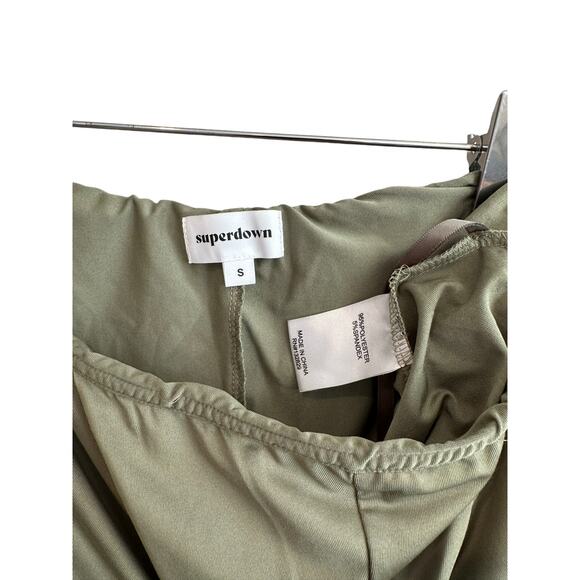 Superdown Marie Midi High Slit Mini Skirt Olive Green Stretchy Size Small - Picture 9 of 11